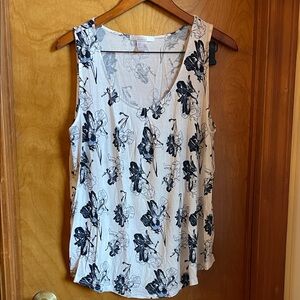 Elegant Floral Tank Top - Black and White